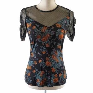 Modcloth black floral top size S NWT
